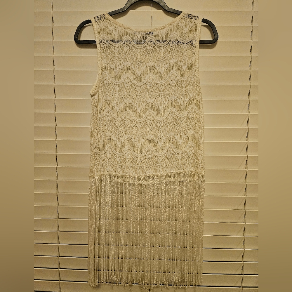 Cream Lace Fringe TOP